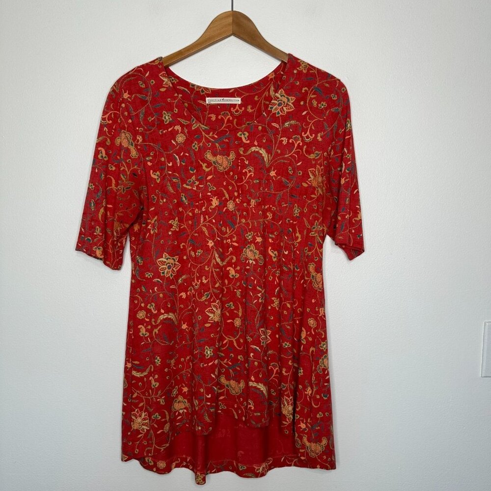Peruvian Connection Artemis Tunic Top Size L Flor… - image 2